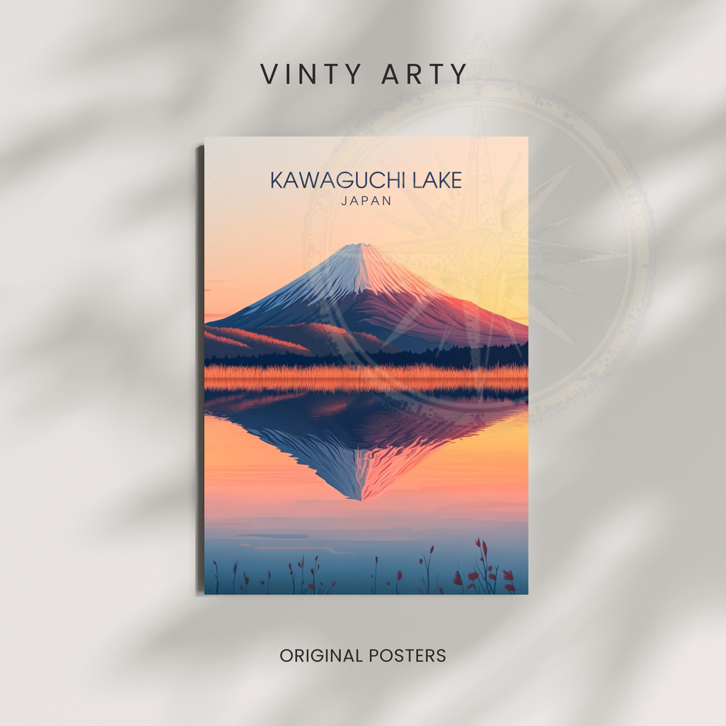 Affiche Lac Kawaguchi | Impression murale Japon | Affiche Lac
